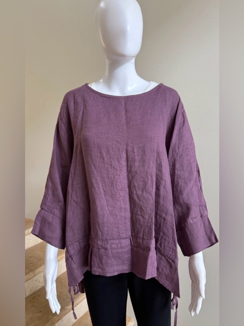 DEVITALIA Linen Ruffle Top Tunic, One Size